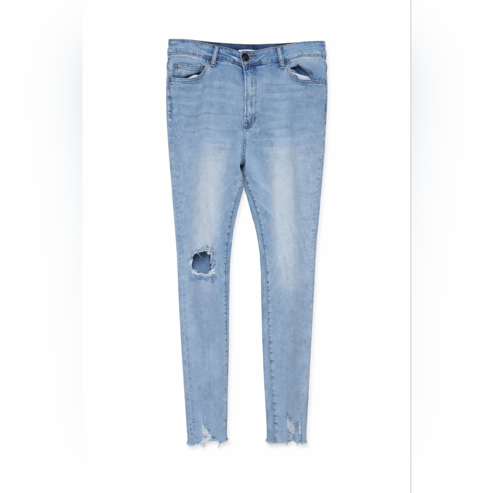Distressed Skinny Jeans, Raw Hem